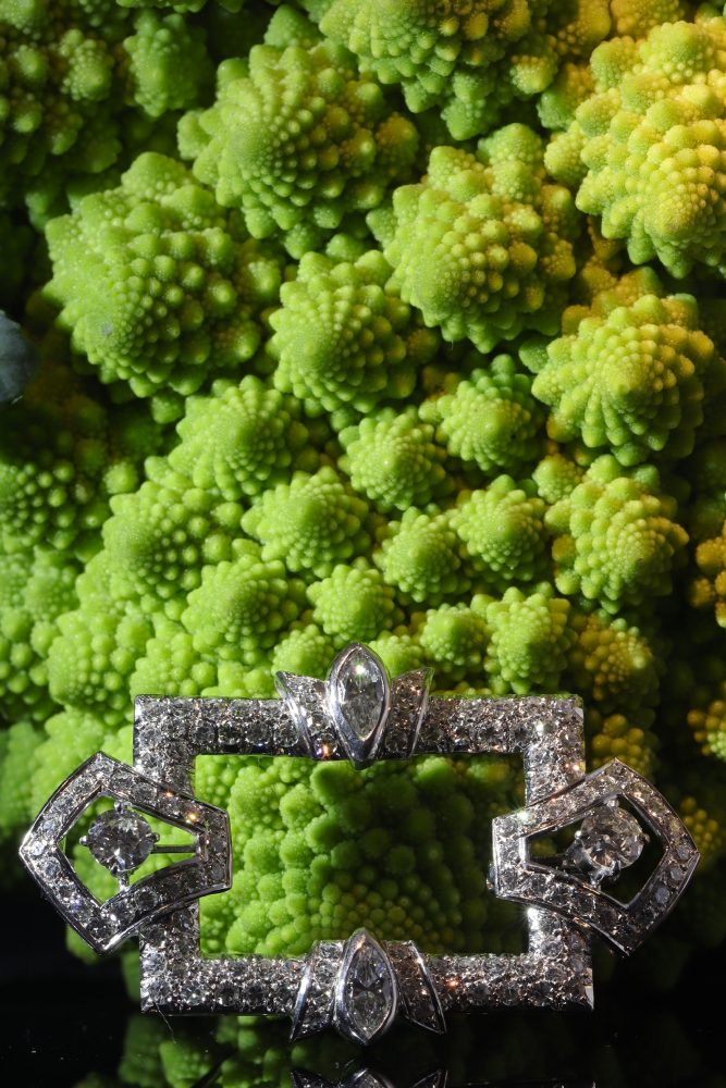 Vintage 4.70ct Diamond Rectangular Brooch