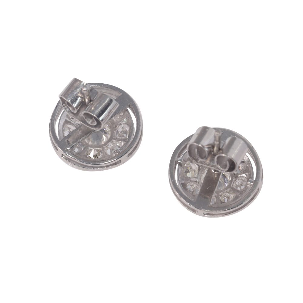 Vintage 1.50ct Diamond Platinum Cluster Earrings