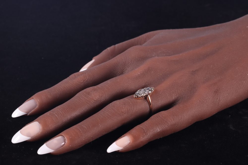 Antique Victorian Rose Cut Diamond Navette Ring