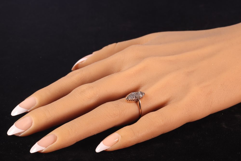 Antique Victorian Rose Cut Diamond Navette Ring