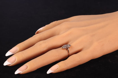Antique Victorian Rose Cut Diamond Navette Ring