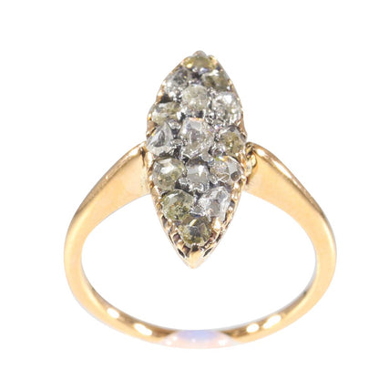 Antique Victorian Rose Cut Diamond Navette Ring