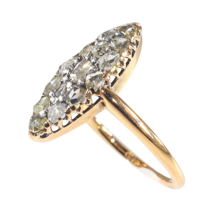 Antique Victorian Rose Cut Diamond Navette Ring