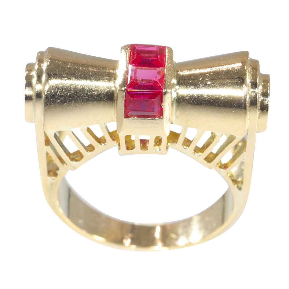 Vintage Retro 18ct Gold Bow Ring