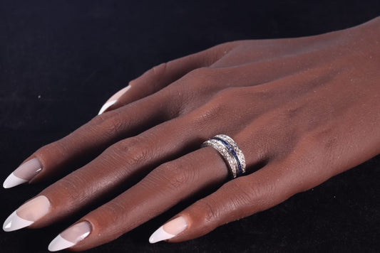 Vintage Ruby Sapphire Diamond Night and Day Eternity Ring