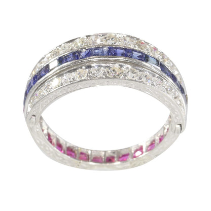 Vintage Ruby Sapphire Diamond Night and Day Eternity Ring