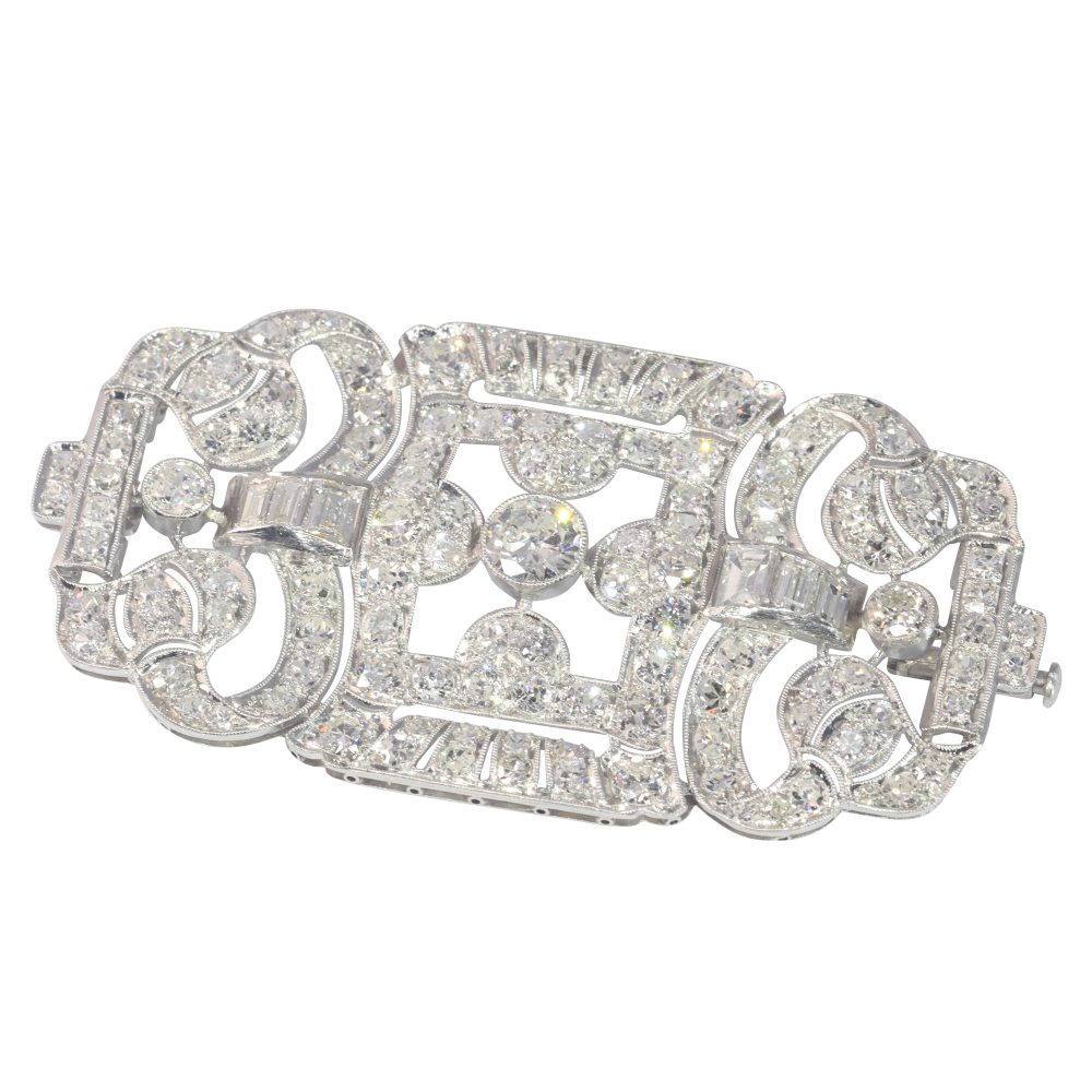 Art Deco Antique 7.40ct Diamond Brooch