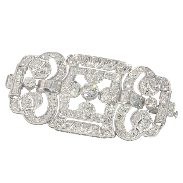 Art Deco Antique 7.40ct Diamond Brooch
