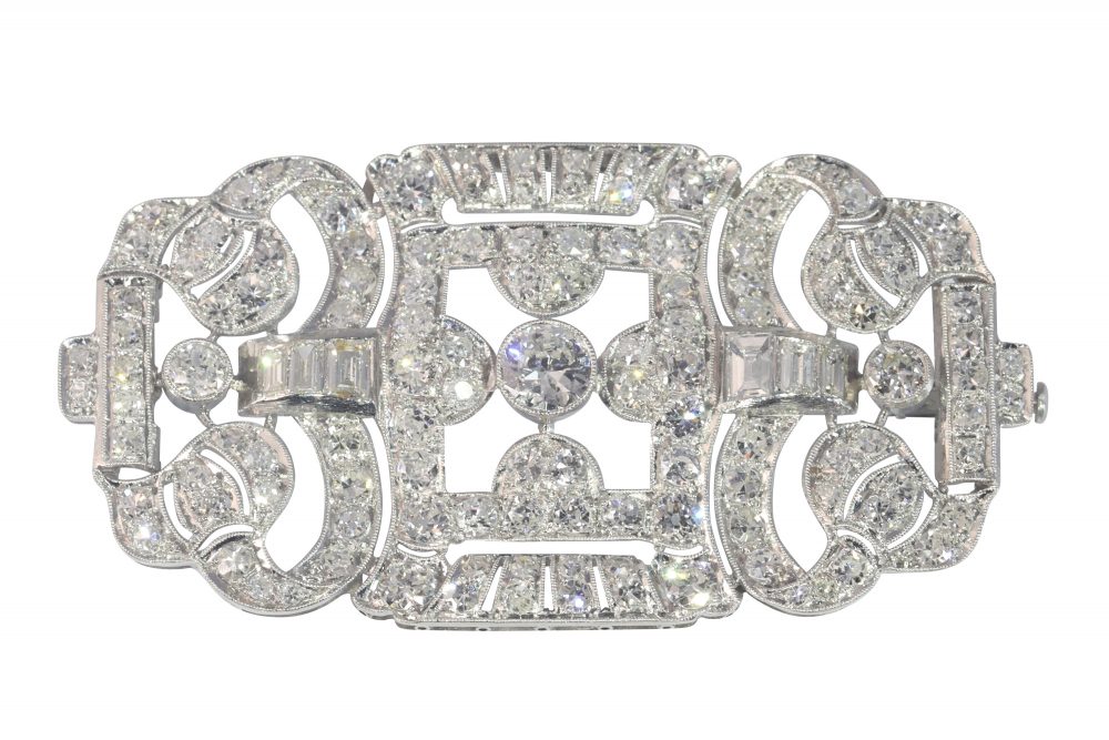 Art Deco Antique 7.40ct Diamond Brooch