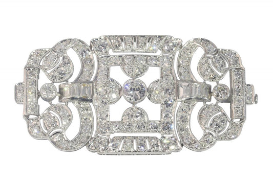 Art Deco Antique 7.40ct Diamond Brooch
