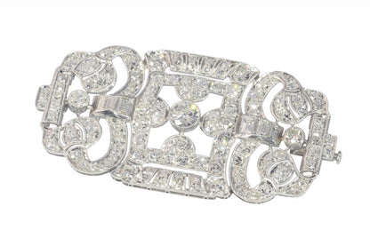 Art Deco Antique 7.40ct Diamond Brooch