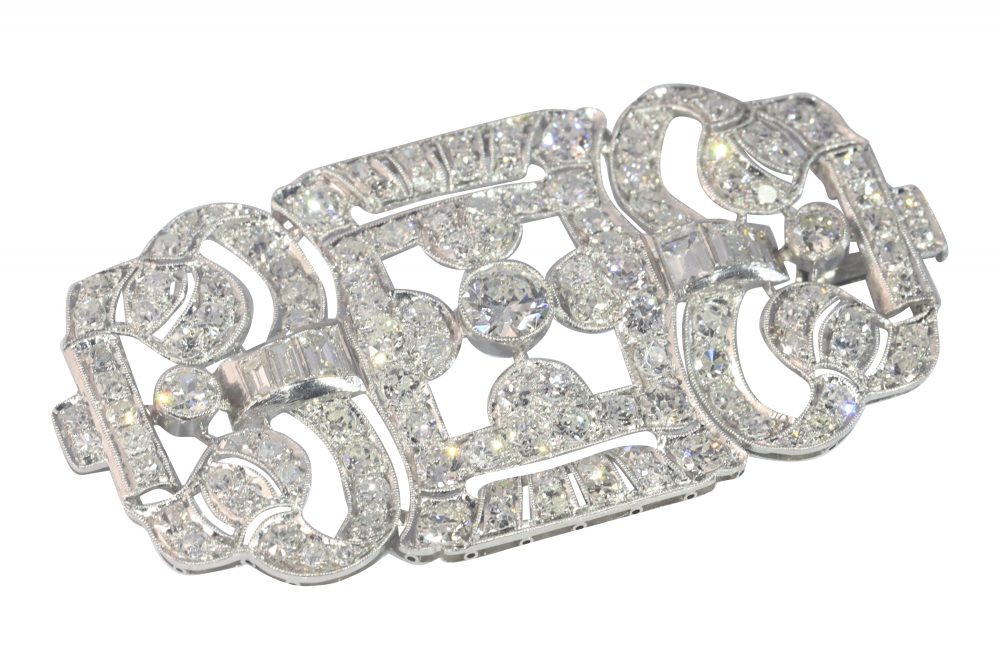 Art Deco Antique 7.40ct Diamond Brooch
