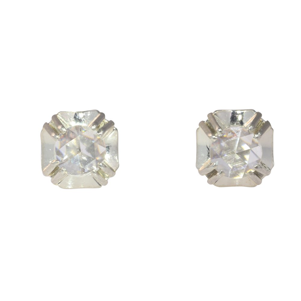 Art Deco Antique Rose Cut Diamond Stud Earrings