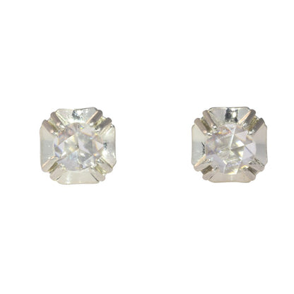Art Deco Antique Rose Cut Diamond Stud Earrings