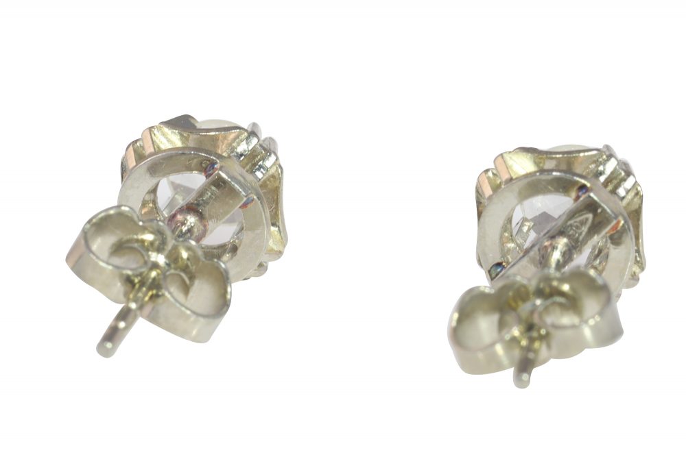 Art Deco Antique Rose Cut Diamond Stud Earrings