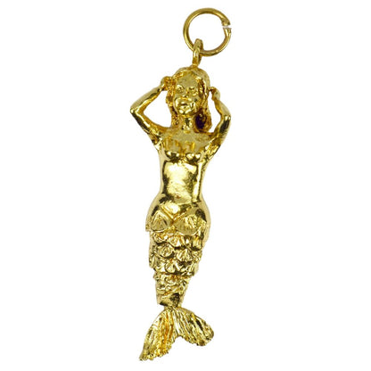 18ct Yellow Gold Articulated Mermaid Pendant; designed as a mermaid with an articulated flexible tail