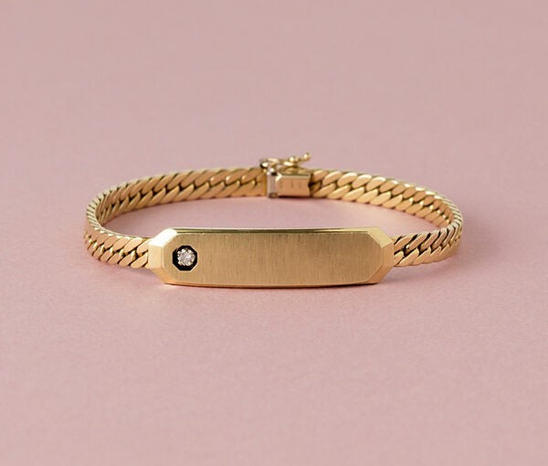 Vintage Gold Tag Bracelet with Diamond, Circa 1980