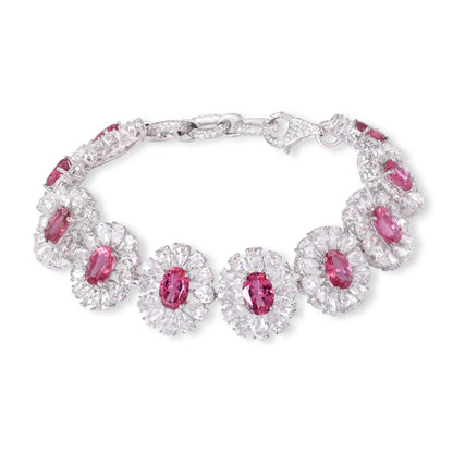 Pink Tourmaline and Diamond Cluster Bracelet