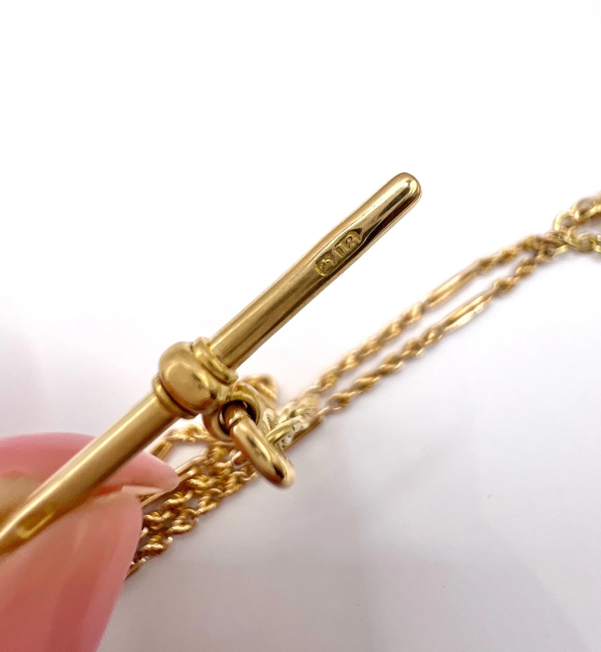Antique 18 Carat Yellow Gold Albert Chain Fancy Paperclip Knot Link Necklace