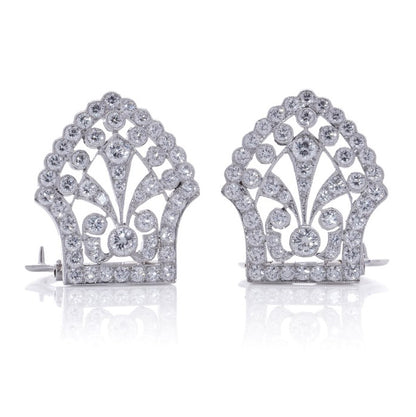 Late Art Deco 1940s Diamond Double Clip Brooch, 4.20 carat total