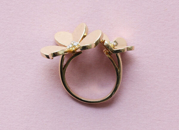 Van Cleef and Arpels 18ct Yellow Gold Frivole Flower Ring, Signed
