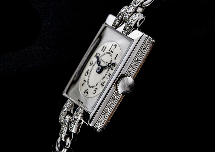 Rolex Art Deco Platinum Ladies Cocktail Watch Set With Diamonds