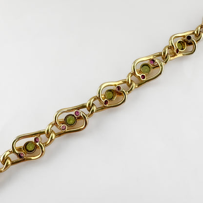 Antique Peridot and Ruby Bracelet in 15ct Gold