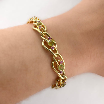 Antique Peridot and Ruby Bracelet in 15ct Gold