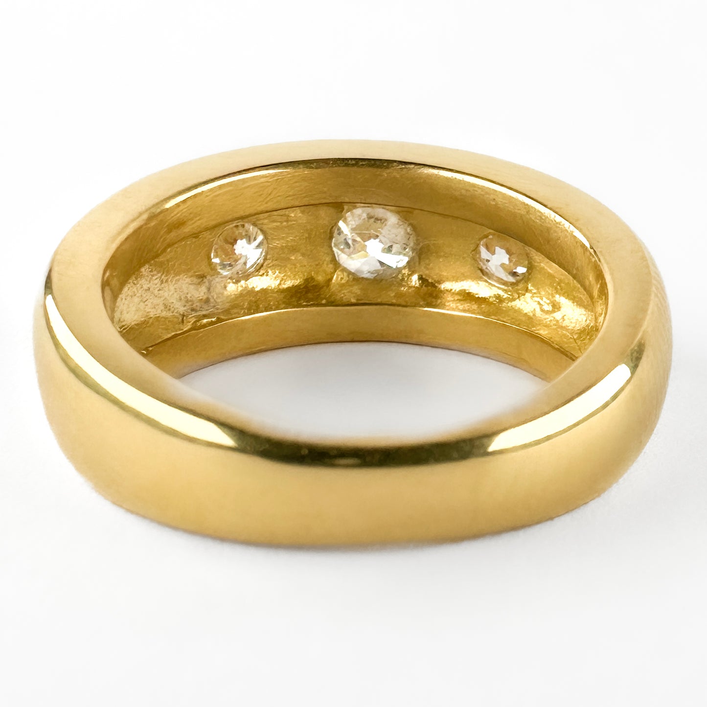 Vintage 1.03ct Old Cut Diamond Three Stone Gypsy Ring