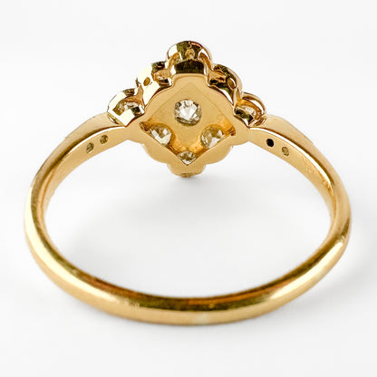 Edwardian Antique Old Cut Diamond Cluster Engagement Ring