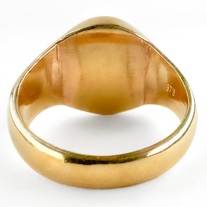 Vintage Yellow Gold Heraldic Lion Rampant Intaglio Signet Ring