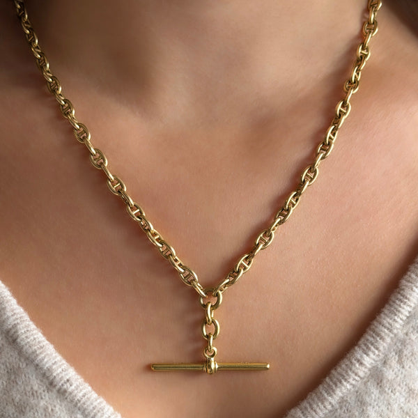 Cable Link 18ct Yellow Gold Mariner Albert Chain Necklace