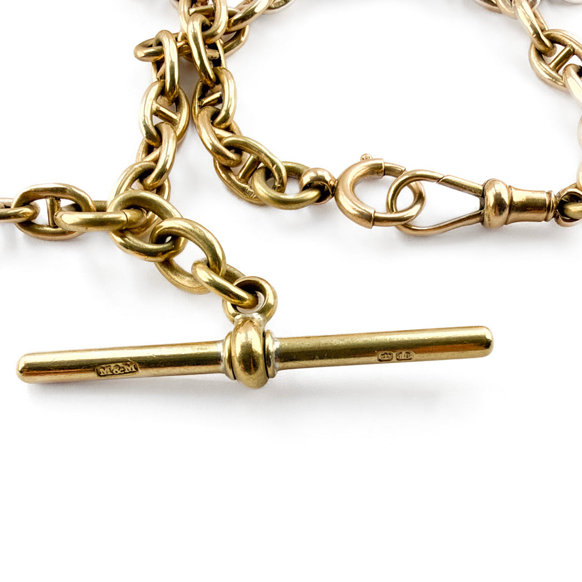 Cable Link 18ct Yellow Gold Mariner Albert Chain Necklace
