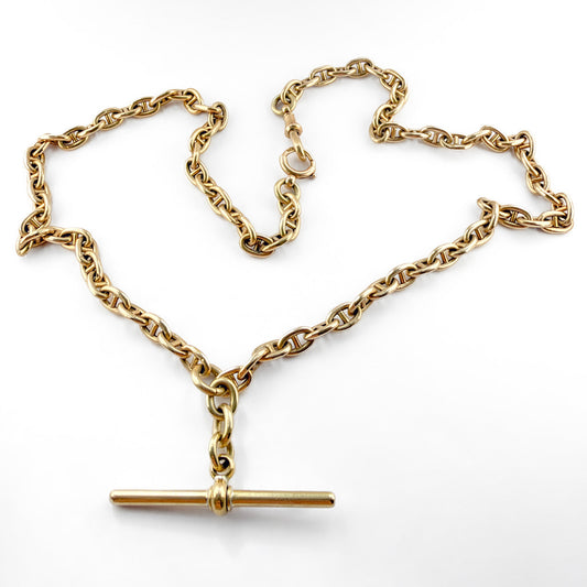 Cable Link 18ct Yellow Gold Mariner Albert Chain Necklace