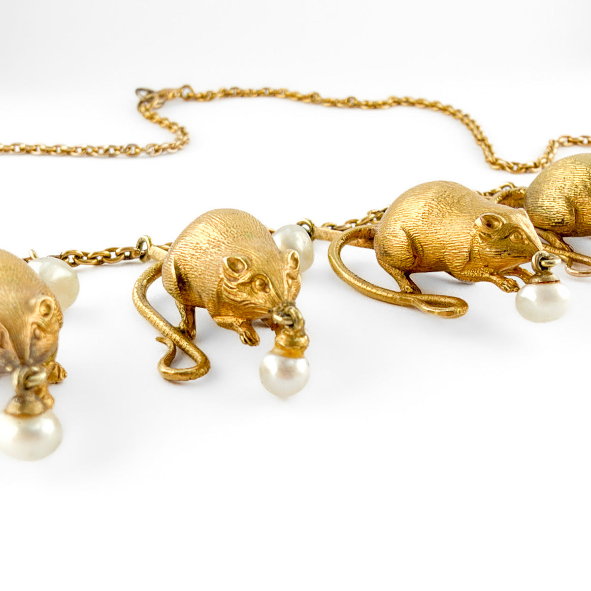 Victorian Nine-Mouse Necklace with Pearls by Thornhill &amp; Co.