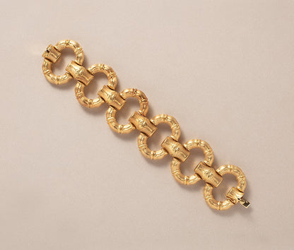 Vintage 1970's 18ct Yellow Gold Bamboo Link Bracelet