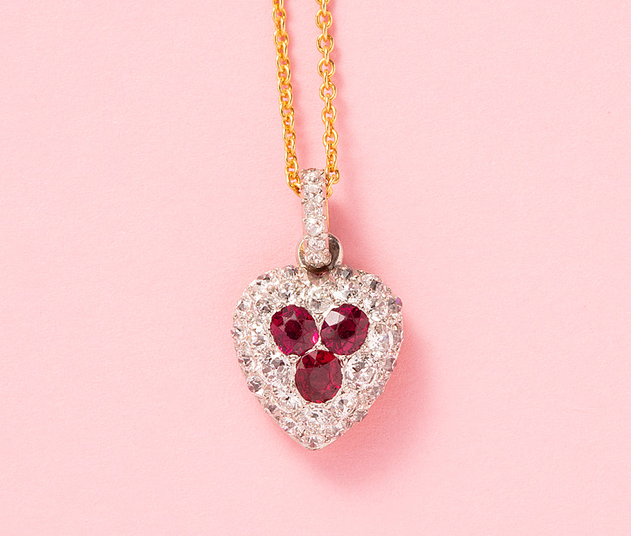 An Early 20th Century 18ct Ruby & Diamond Heart Locket