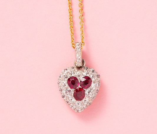 An Early 20th Century 18ct Ruby & Diamond Heart Locket