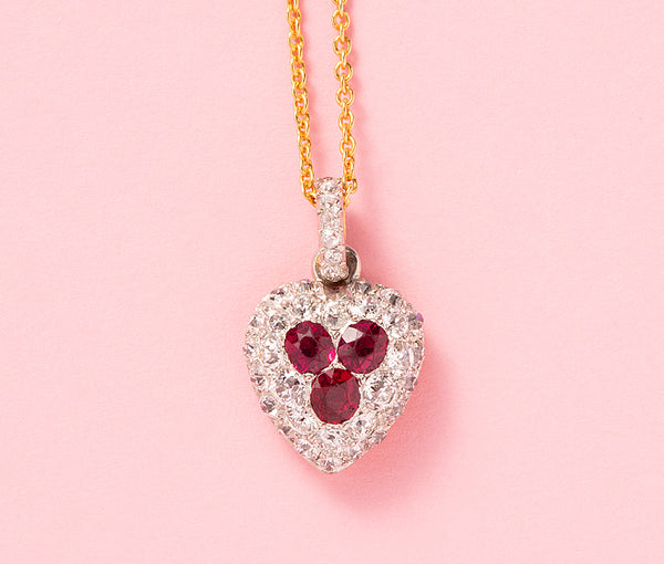 An Early 20th Century 18ct Ruby & Diamond Heart Locket