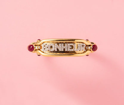 18ct Gold 'BONHEUR' Bracelet with Diamonds & Rubies