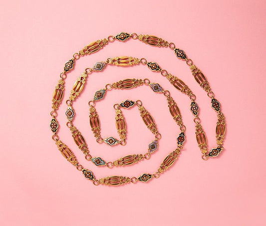 Antique French 18ct Gold & Enamel Necklace