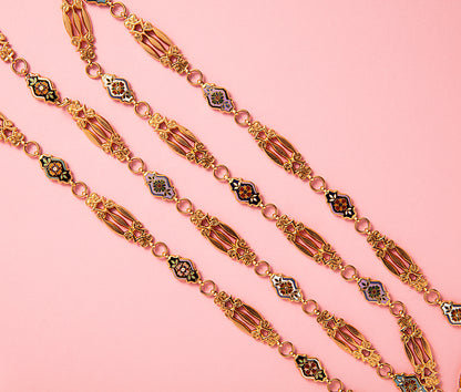 Antique French 18ct Gold & Enamel Necklace