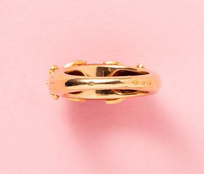 Jean & Pierre 18ct Gold Ring with Coral & Diamond
