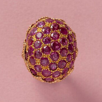 Buccellati Ruby Cluster Bombe Cocktail Ring, Signed Gian Maria Buccellati, Italy