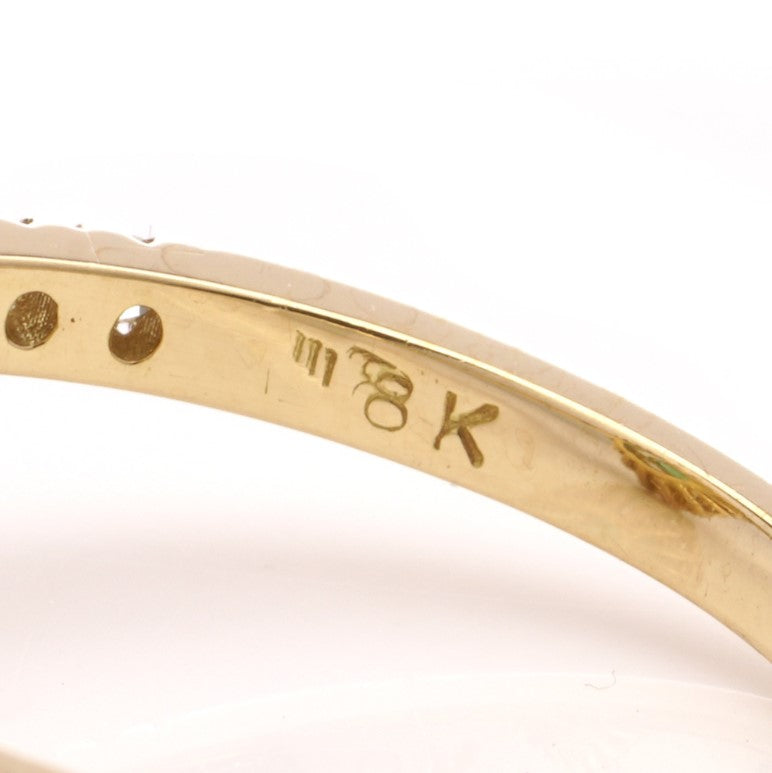 Green Emerald and Diamond Pear Cluster Ring in 18ct Yellow Gold