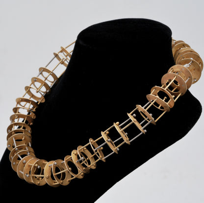 Modernist French Retro Avant Garde 18ct Gold Structural Collar Necklace