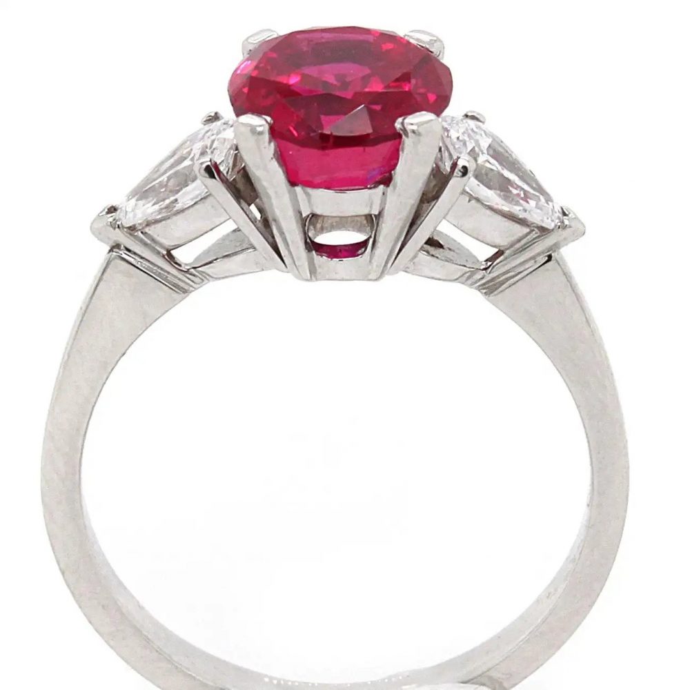 Certified Natural 2.4ct Burma Ruby and Diamond Ring by Gubelin