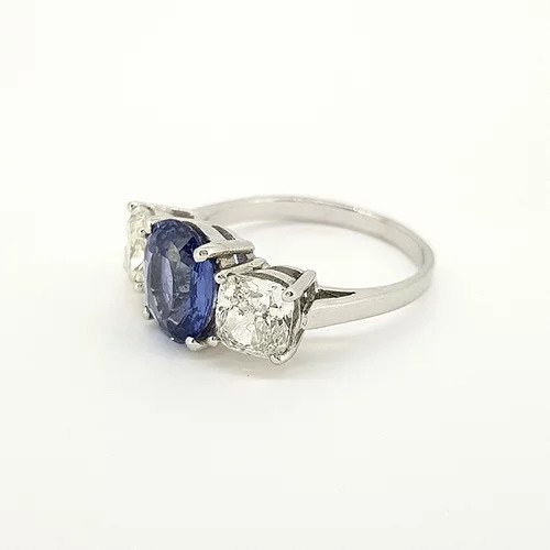 Madagascan Sapphire and Diamond Three Stone Trilogy Ring, 2.52 carats