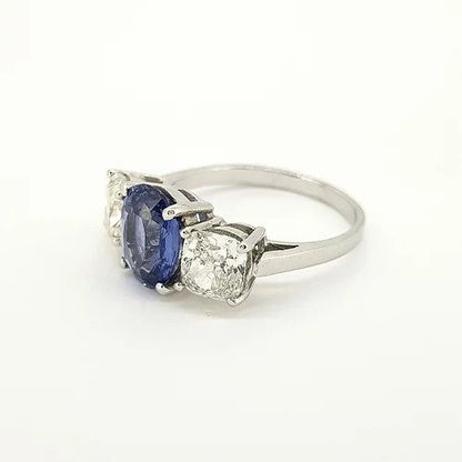 Madagascan Sapphire and Diamond Three Stone Trilogy Ring, 2.52 carats