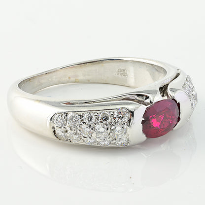 Vintage Bvlgari 0.55ct Ruby and Diamond Engagement Ring in 18ct White Gold